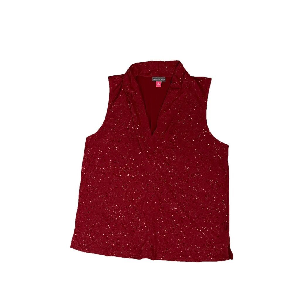 Vince Camuto Top Large Red Sparkle Glitter